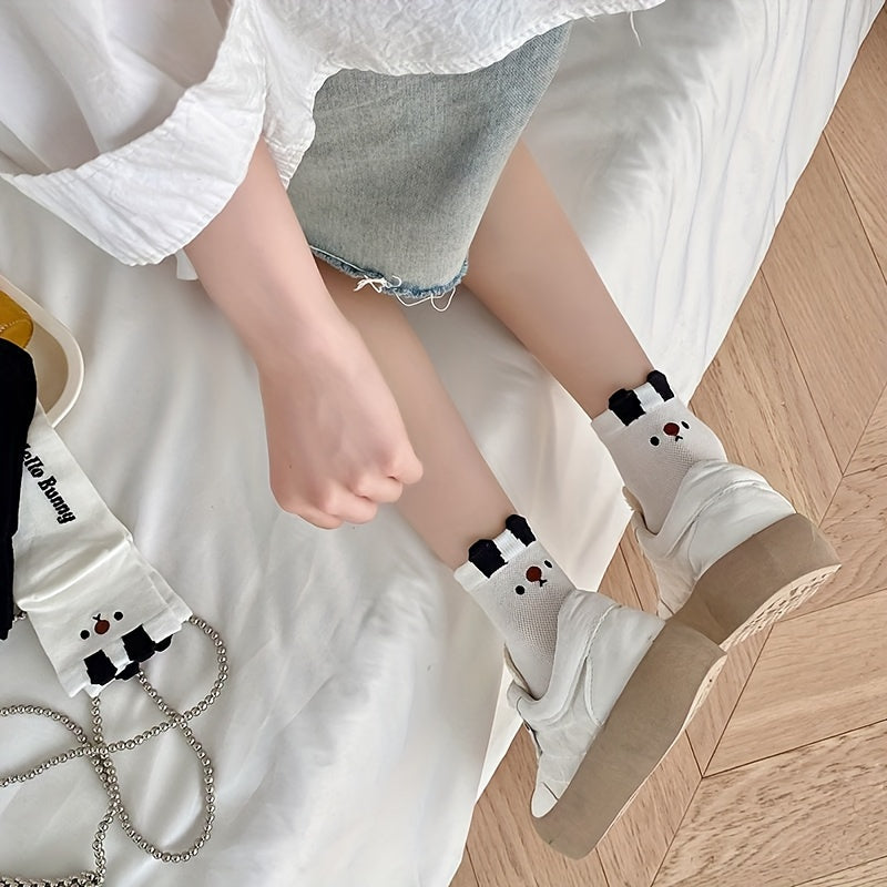 5 Pairs Letter Print Socks Comfy & Mid Tube Socks Women's Stockings