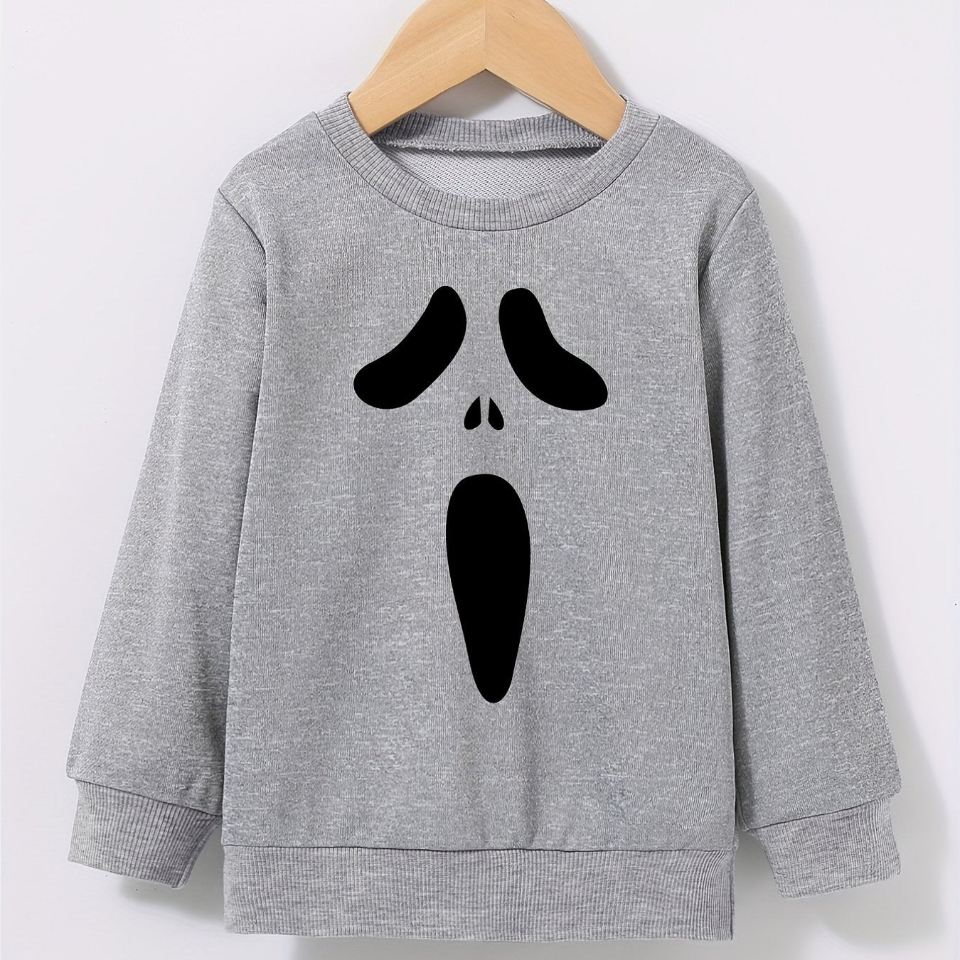 Boys Ghost Face Print Sweatshirt Crew Neck Pullover