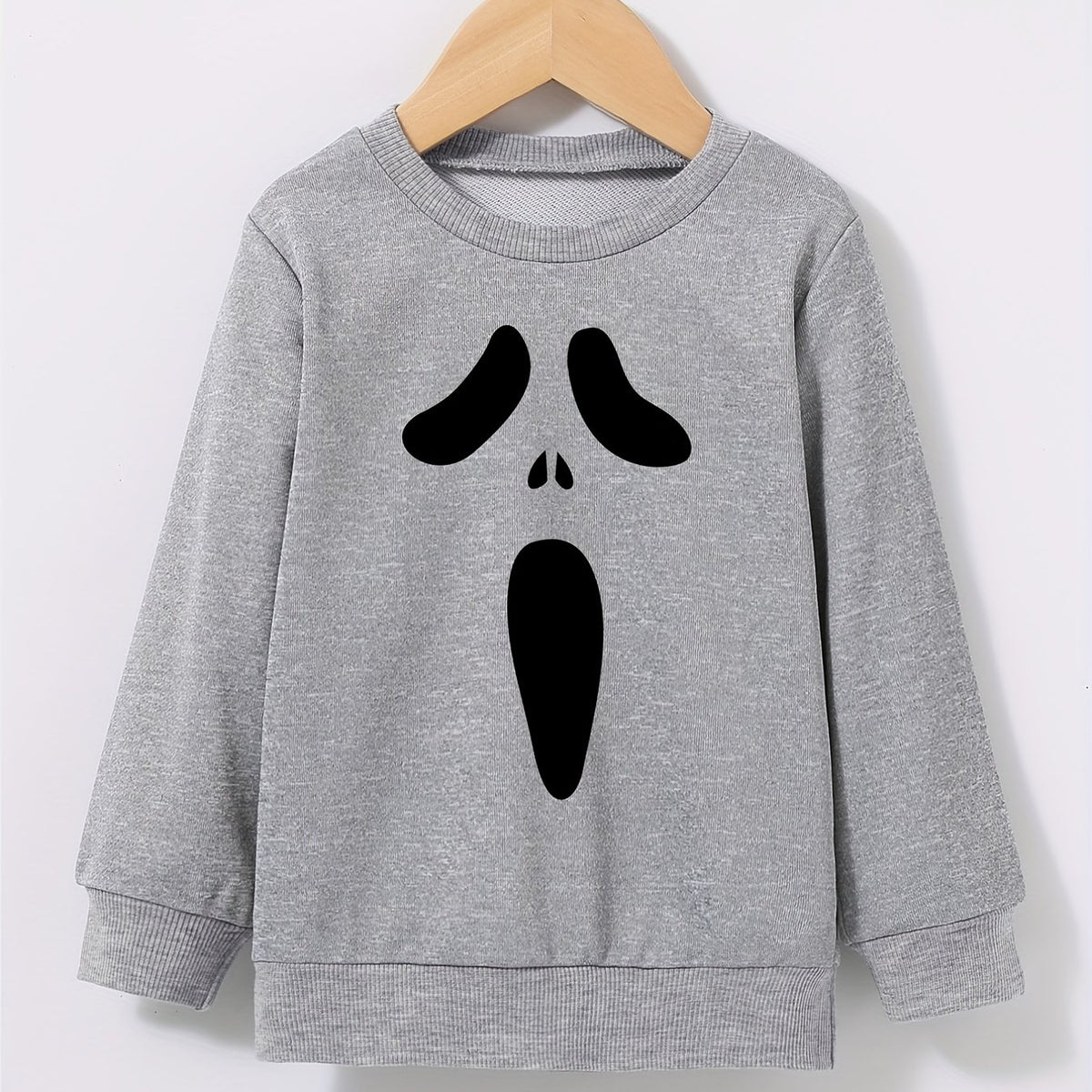 Boys Ghost Face Print Sweatshirt Crew Neck Pullover