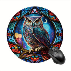 Owl Gaming Mouse Pad for Women/Girls Round Mousepad Non-slip Rubber Mat