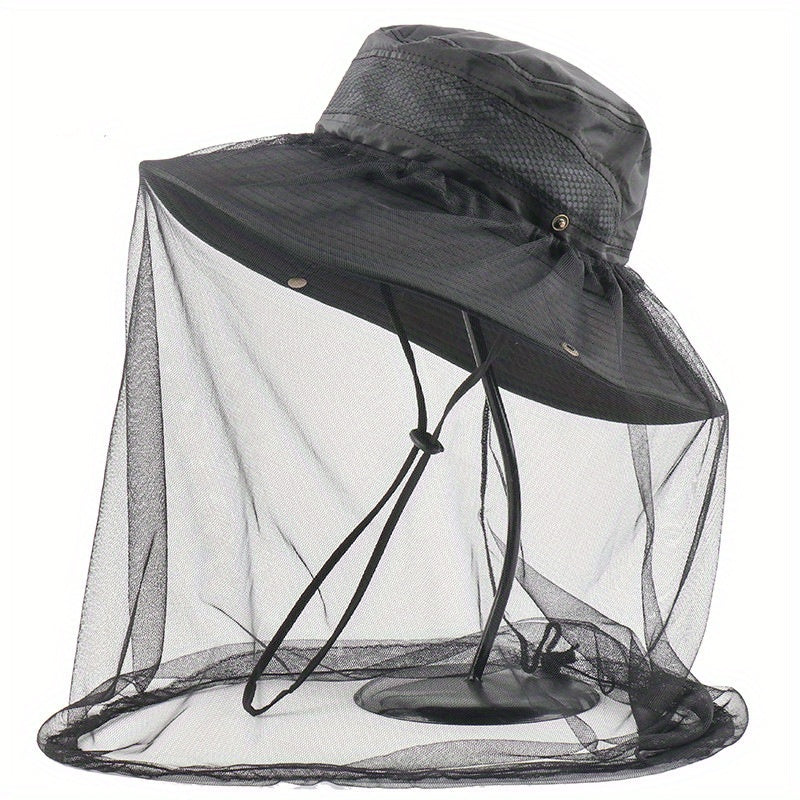 Summer Mesh Mosquito Bucket Hat For Outdoor Solid Unisex