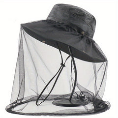 Summer Mesh Mosquito Bucket Hat For Outdoor Solid Unisex