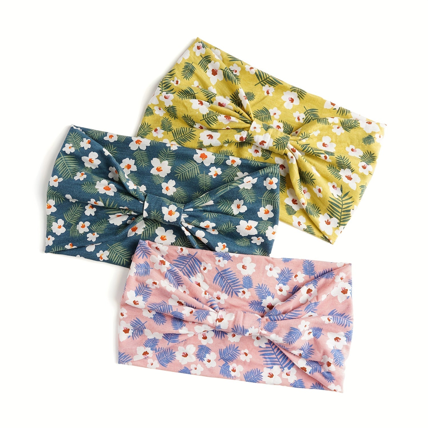 Floral Print Criss Cross Headband Wide Elastic Head Hoop Sweatband