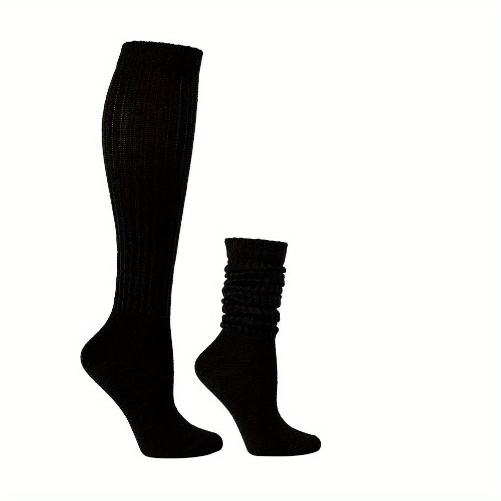 Solid Calf Socks Warm Knee High Socks Women's Stockings