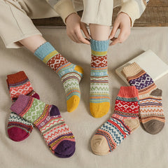 Geometric Pattern Colorblock Socks for Women
