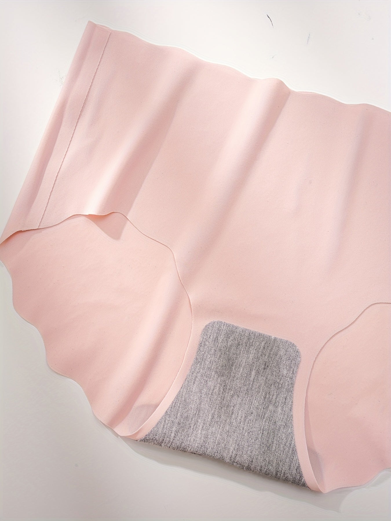 4pcs Seamless Scallop Trim Briefs Women's Panties