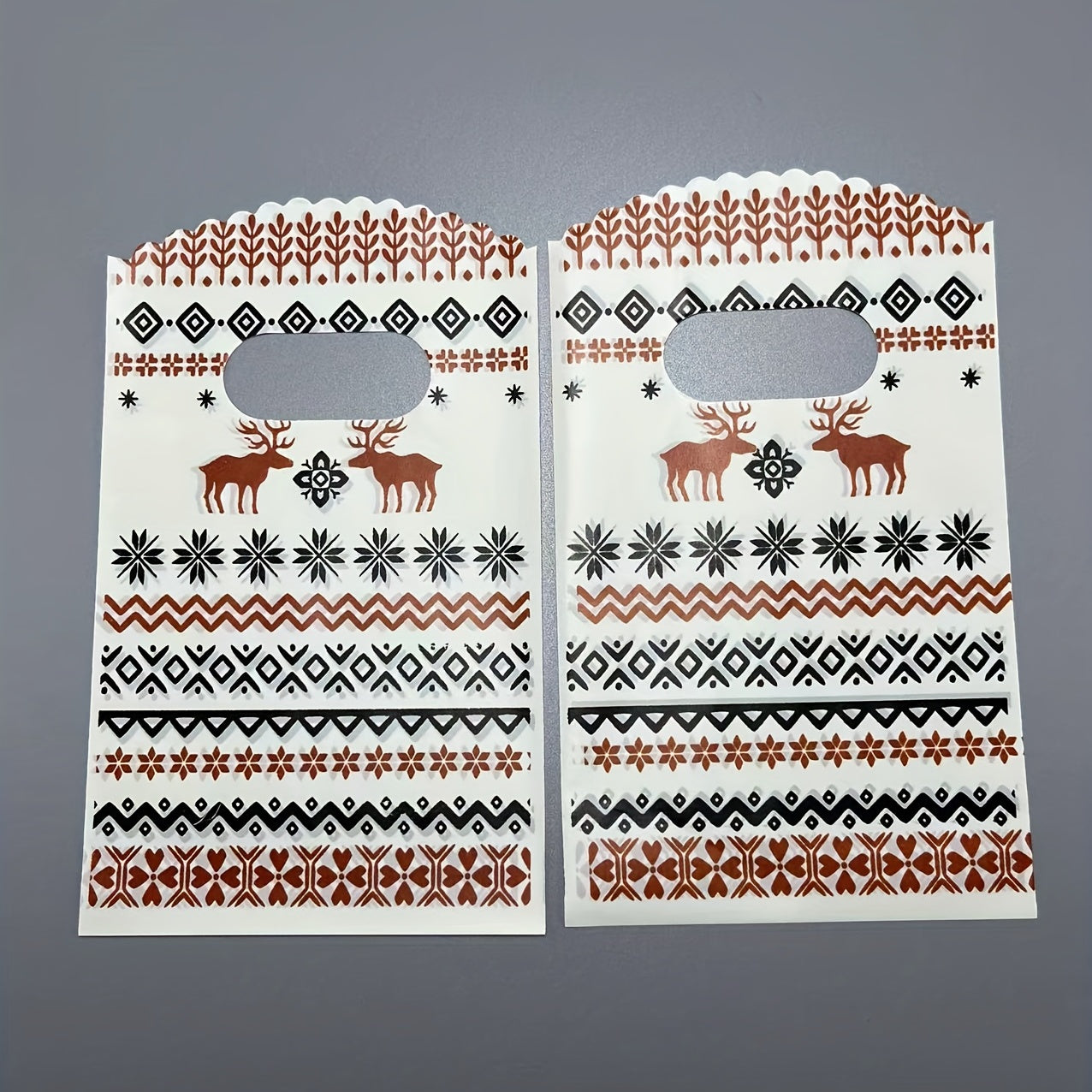 50pcs Elk Pattern Plastic Tote Bag Gift Packaging Bag - Portable Storage Bag