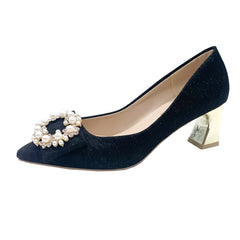 Women's Pearl Decor High Heels Chunky Heel Wedding Shoes