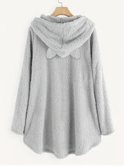 Fluffy Hoodie Long Sleeve Sweatshirt Women's Clothing