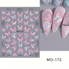 5D Holographic Butterfly Nail Stickers - Manicure Decoration Decals