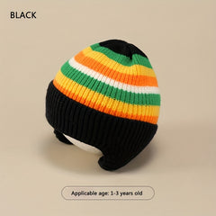 Autumn Winter Rainbow Jacquard Knitted Hat for 1-3 Years Old