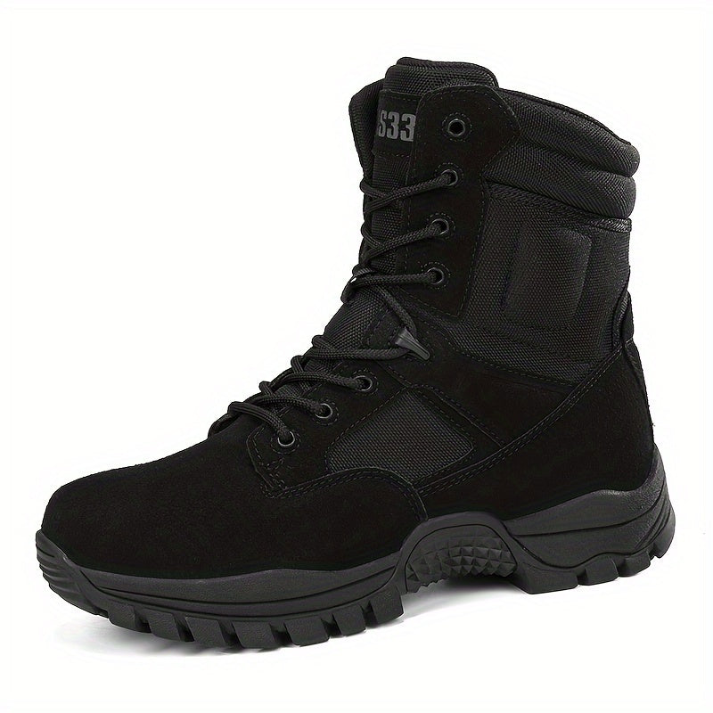 Men's High Top Military Style Hiking Boots for Outdoor Activities