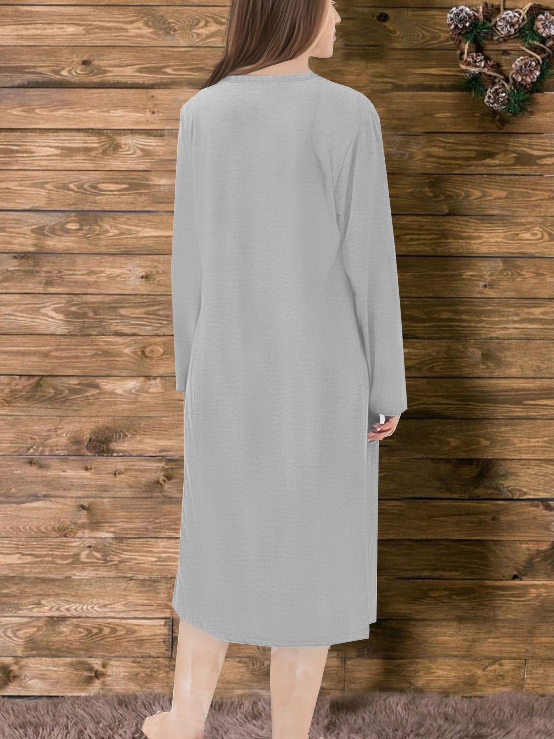  Christmas Loungewear Dress Snowman Print Tee Nightdress