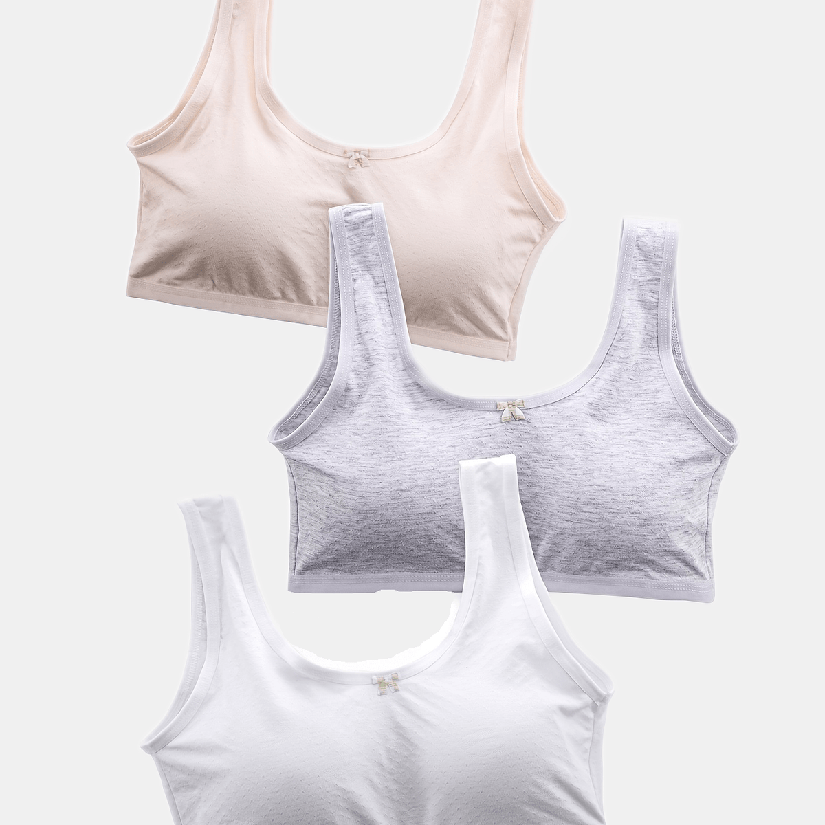 3pcs Girls Bow Bras Stretch Cotton Soft Bralette Underwear