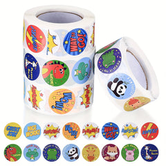2000pcs Colorful Reward Stickers for Kids Animals & Phrases Self Adhesive