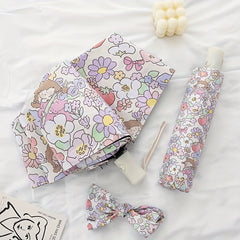 Flower Vinyl Auto Folding Umbrella Rain Or Shine Dual use Umbrella