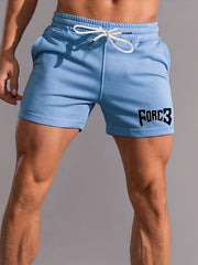 Letter Graphic Print Men's Casual Shorts Elastic Waist Drawstring Sports Shorts