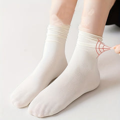 5 Pairs Girls Thin Ice Silk Stacking Socks for Summer