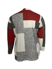  Colorblock Long Sleeve Open Front Cardigan