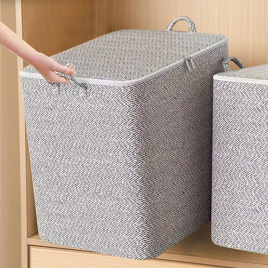 3pcs Large Storage Bins Non Woven Organizer Boxes Handles Striped Pattern