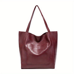Vintage Faux Leather Tote Bag Classic Style Large Handbag for Women