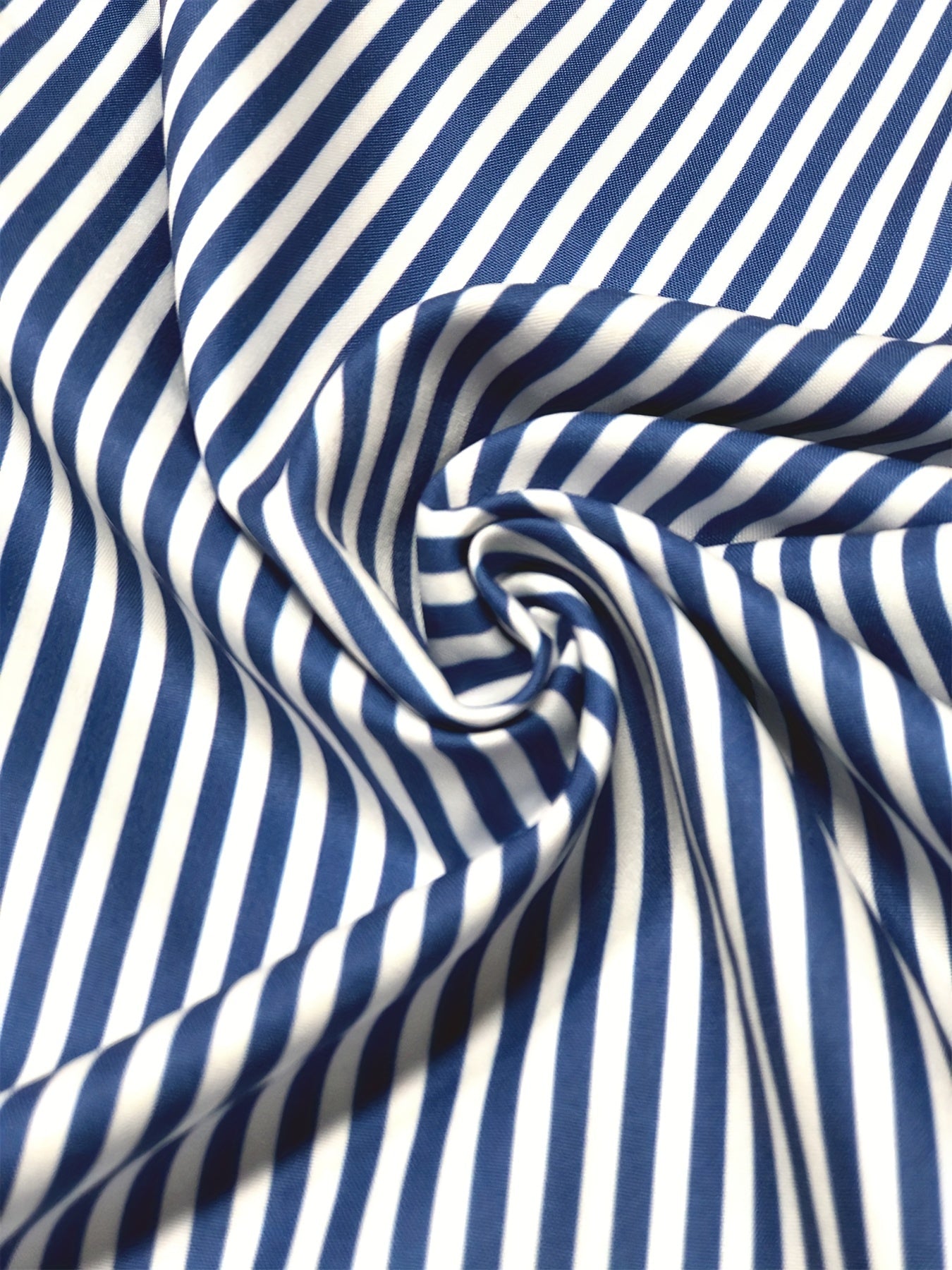 Stripe Print Button Up Long Sleeve Blouse
