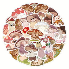 60pcs Mushroom Friends Graffiti Stickers DIY Waterproof Mobile Luggage Stickers