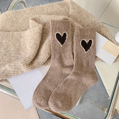 Heart Print Socks Soft & Comfy Mid Tube Women's Stockings