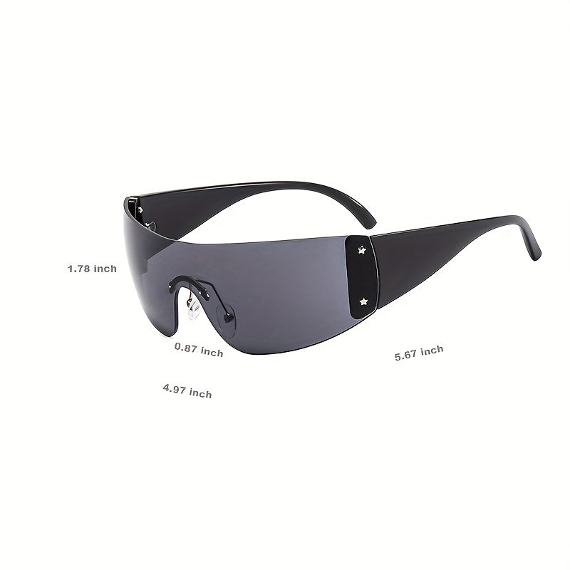 Rimless Y2K Wrap Around Sunglasses UV400