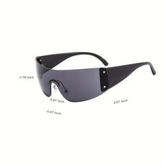 Rimless Y2K Wrap Around Sunglasses UV400