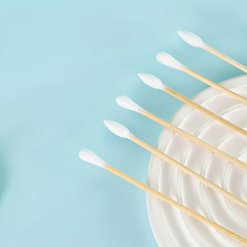 100pcs Long Pet Cotton Swabs Wood Handle Ear Cleaning