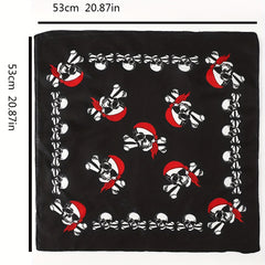 Skull Print Red Multifunctional Small Square Towel Men