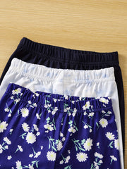 3pcs Girls' Slim Fit Legging Pants Plain Floral Tie Dye Print