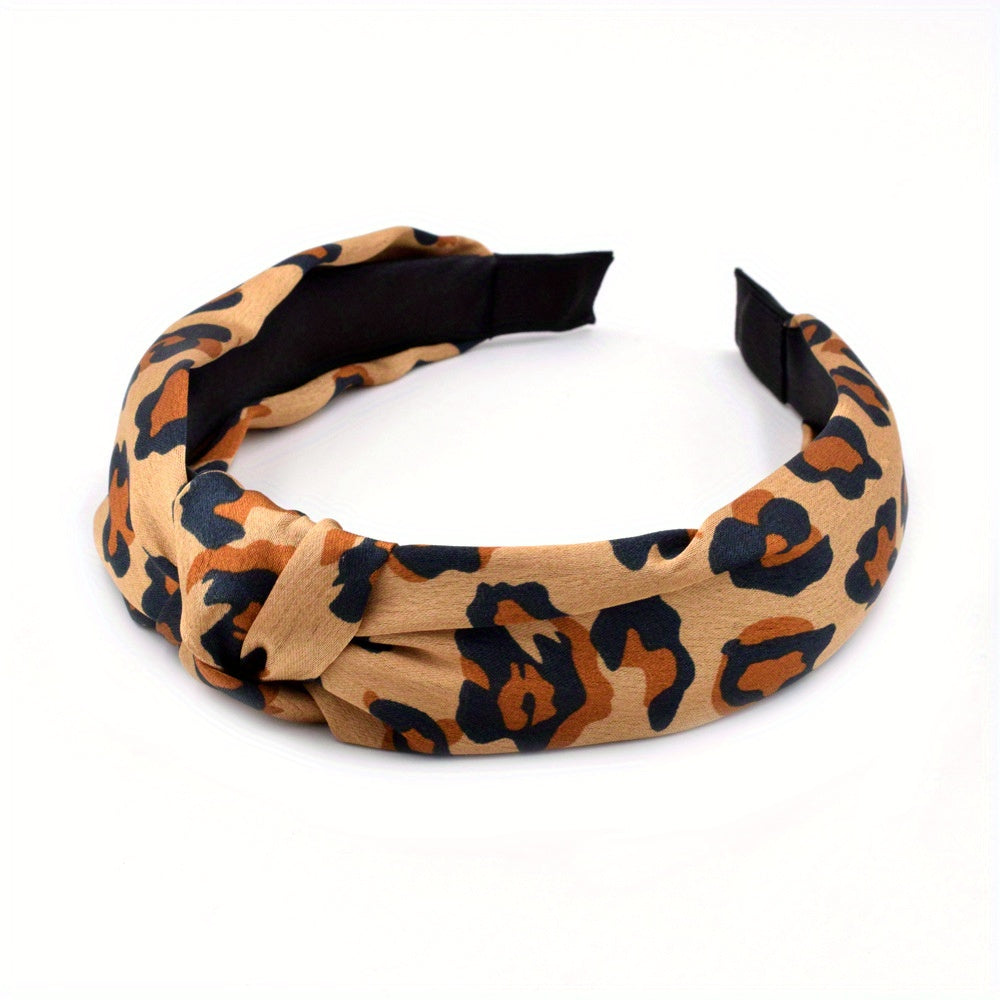 Leopard Pattern Dyeing Fabric Headband Bohemian Style Hair Accessory