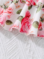 Sweet Toddler Baby Girls Floral Pleated Dress Long Sleeve Casual