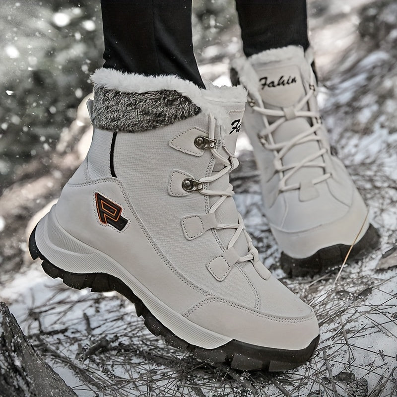 Thick Sole Snow Boots Round Toe Flat Lace Up Snow Shoes