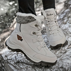 Thick Sole Snow Boots Round Toe Flat Lace Up Snow Shoes