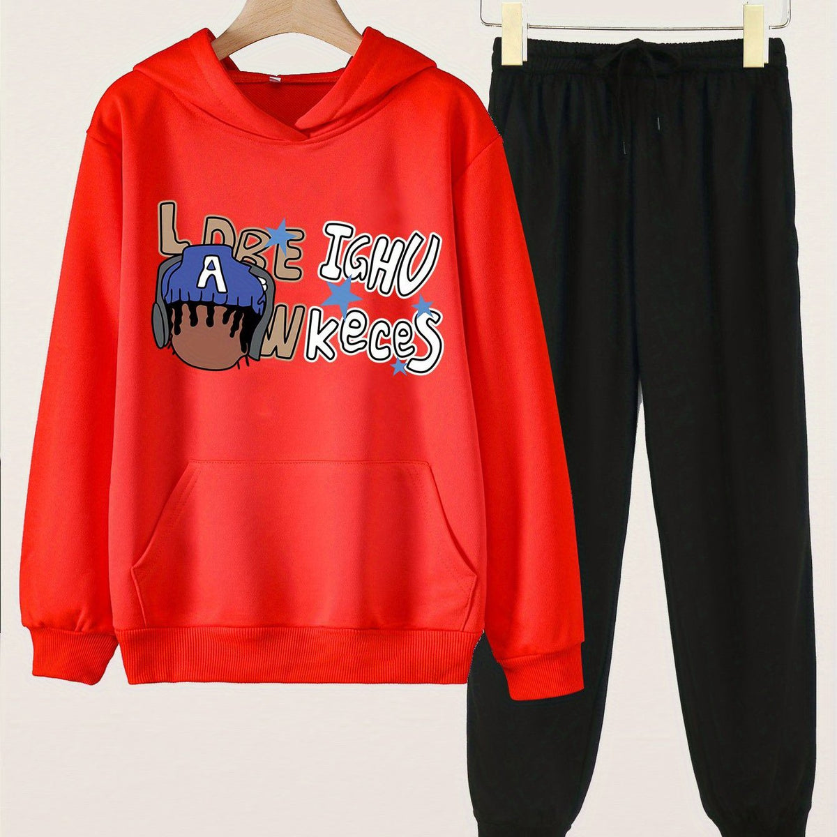 Music Boy Hoodies and Jogger Pants Set for Girls