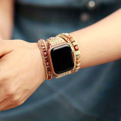 Bohemian Braided 3 Layers Red Pattern Watch Band