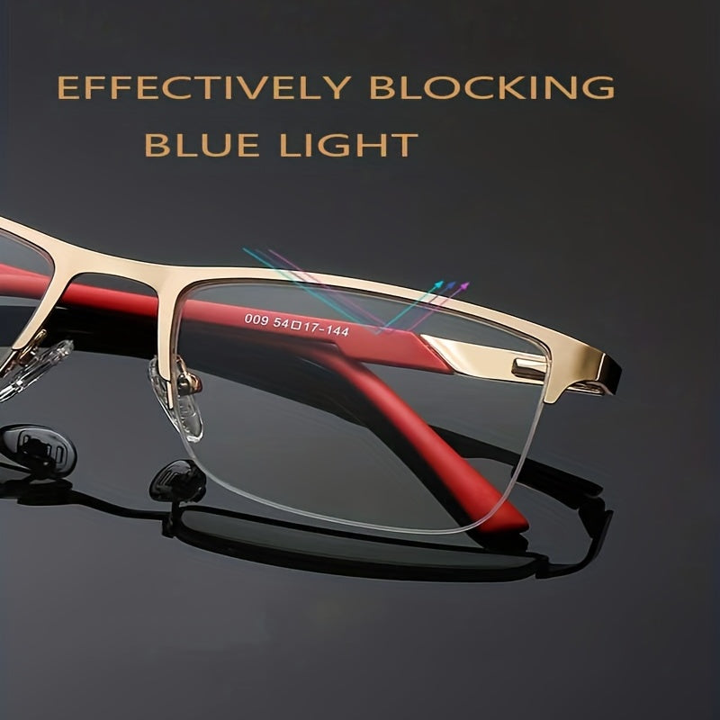 Anti Light Anti UV Semi Rimless Stainless Steel Business Glasses Reader Glasses