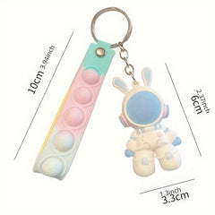 2pcs 3D Space Rabbit Key Chain Bag Pendant Accessory