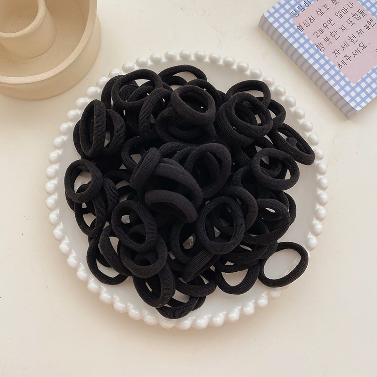 100pcs Solid Hair Ties Thick Stretchy Rubber Bands Ponytail Holder