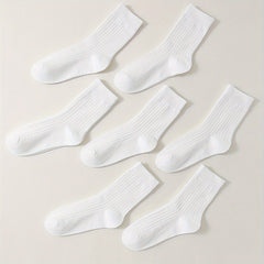10 Pairs Comfy & Breathable Mid Tube Women's Socks Solid Colors