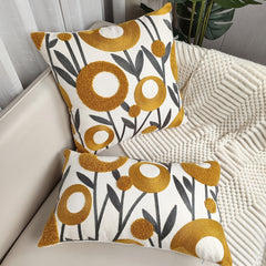 Flower Decorative Throw Pillow Cover Jacquard Square Cushion Cozy Pillowcase