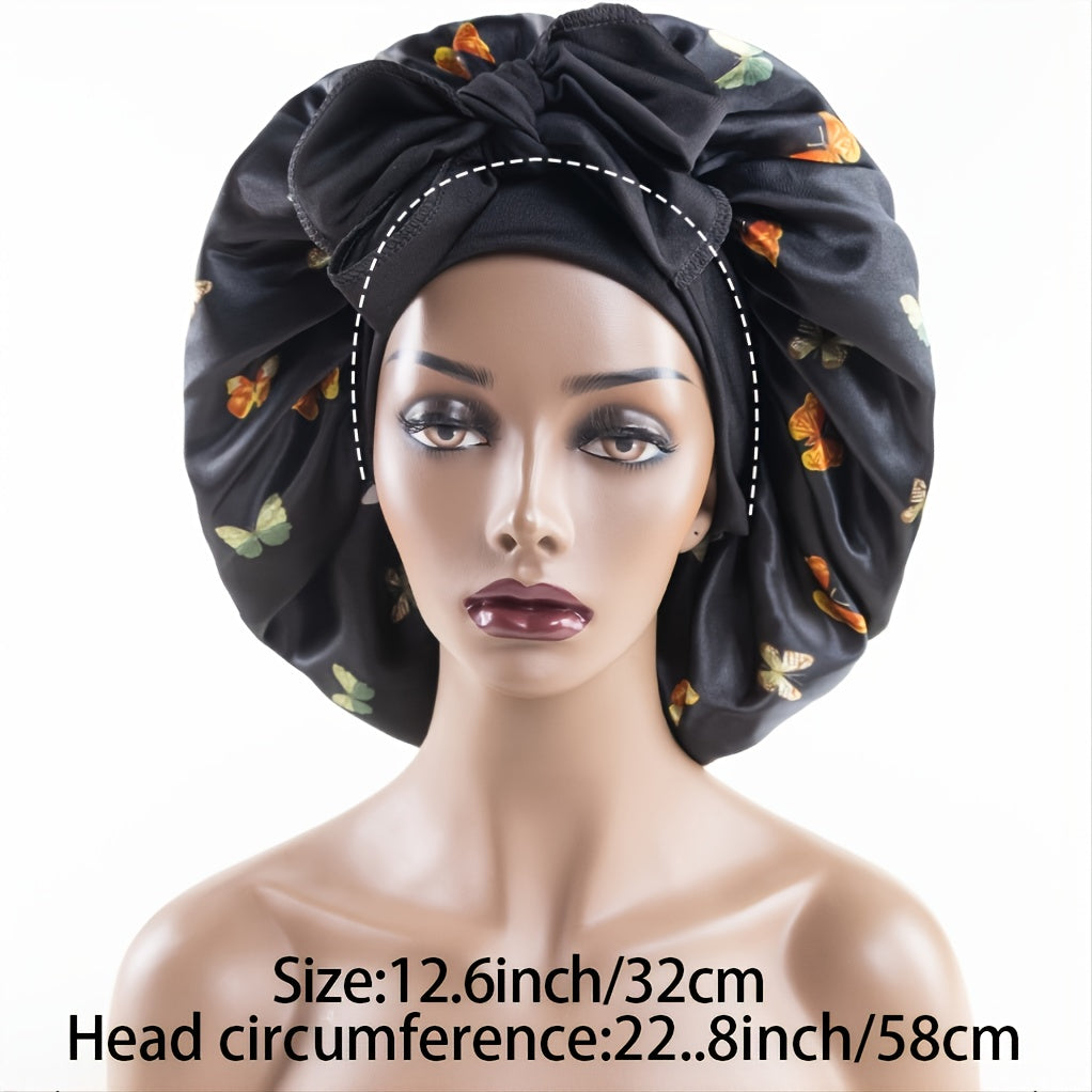 Satin Bonnet with Adjustable Ties Flexible Headband Hair Turban