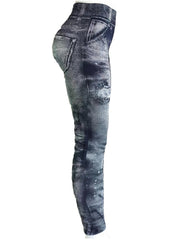  Tie Dye Denim Print Skinny Leggings