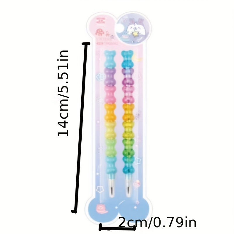 2pcs Bear Non-sharpening Mechanical Pencils Student Writing Pens