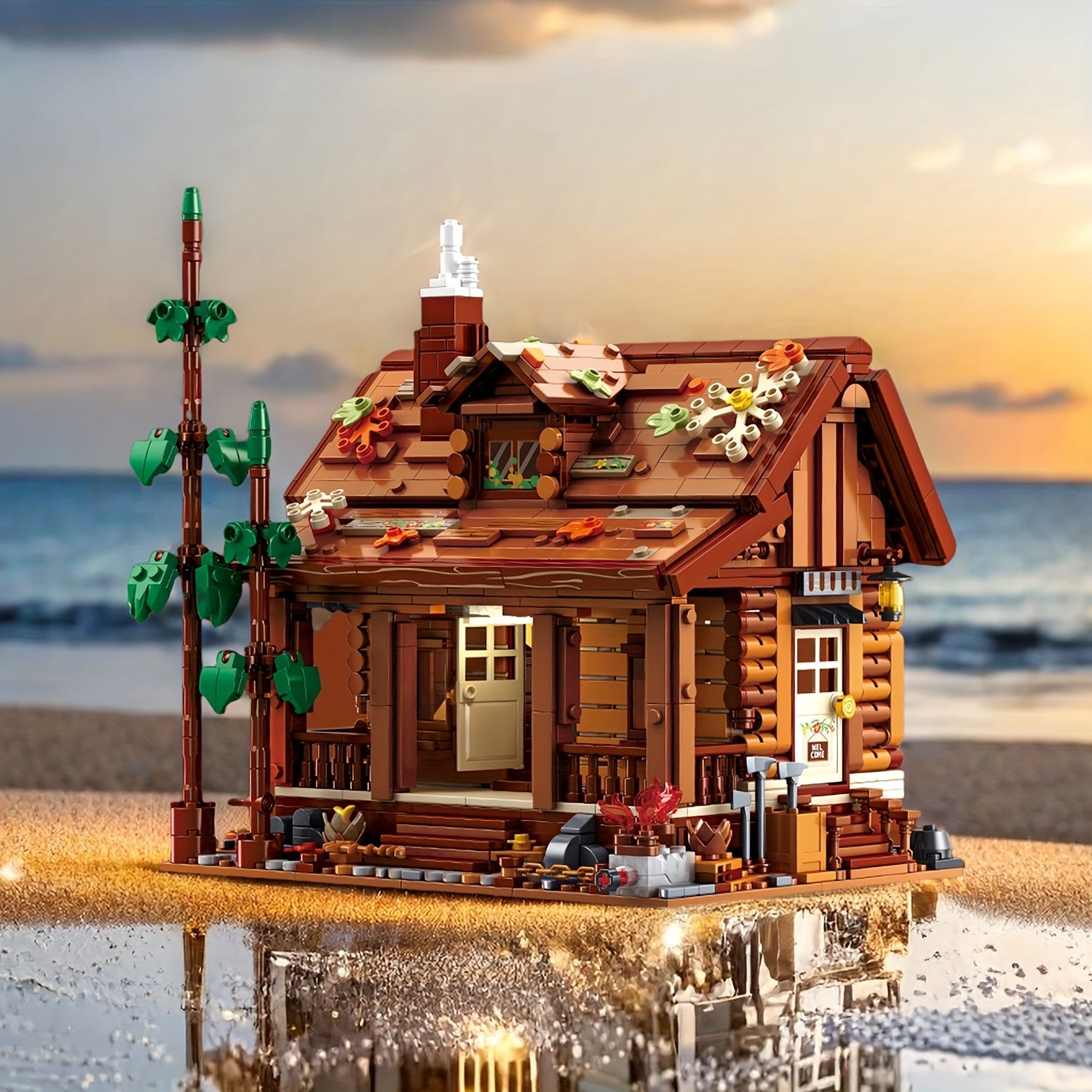 1969pcs Forest Cabin Building Blocks Toy Model with LED Lights