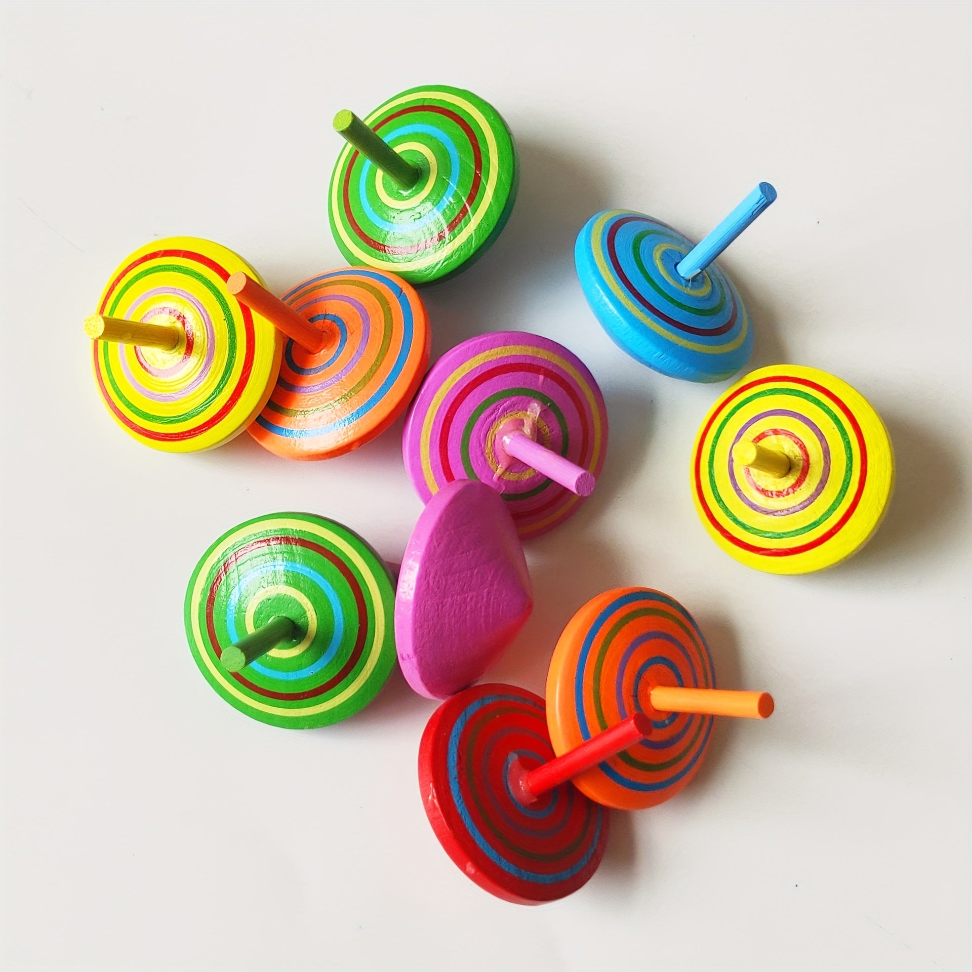 Rainbow Wooden Spinning Top for Stress Relief and Decoration