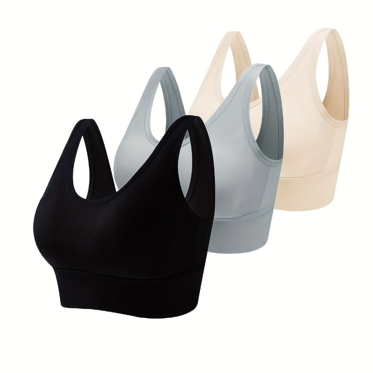 3pcs Seamless Wireless Sports Bra Comfy & Breathable Workout Tank Bra